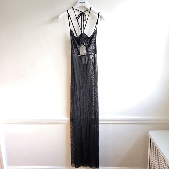 New WeWoreWhat Mesh Strappy Black Maxi Dress NWT Medium - Picture 10 of 12